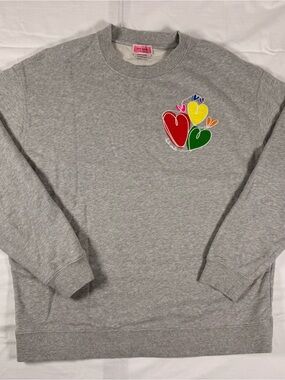 kate spade Gray Sweatshirt with Multicolor Heart Bouquet